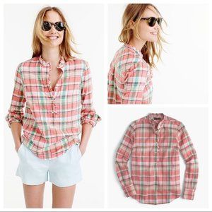 New in Bag - Ruffle popover shirt in melon plaid
